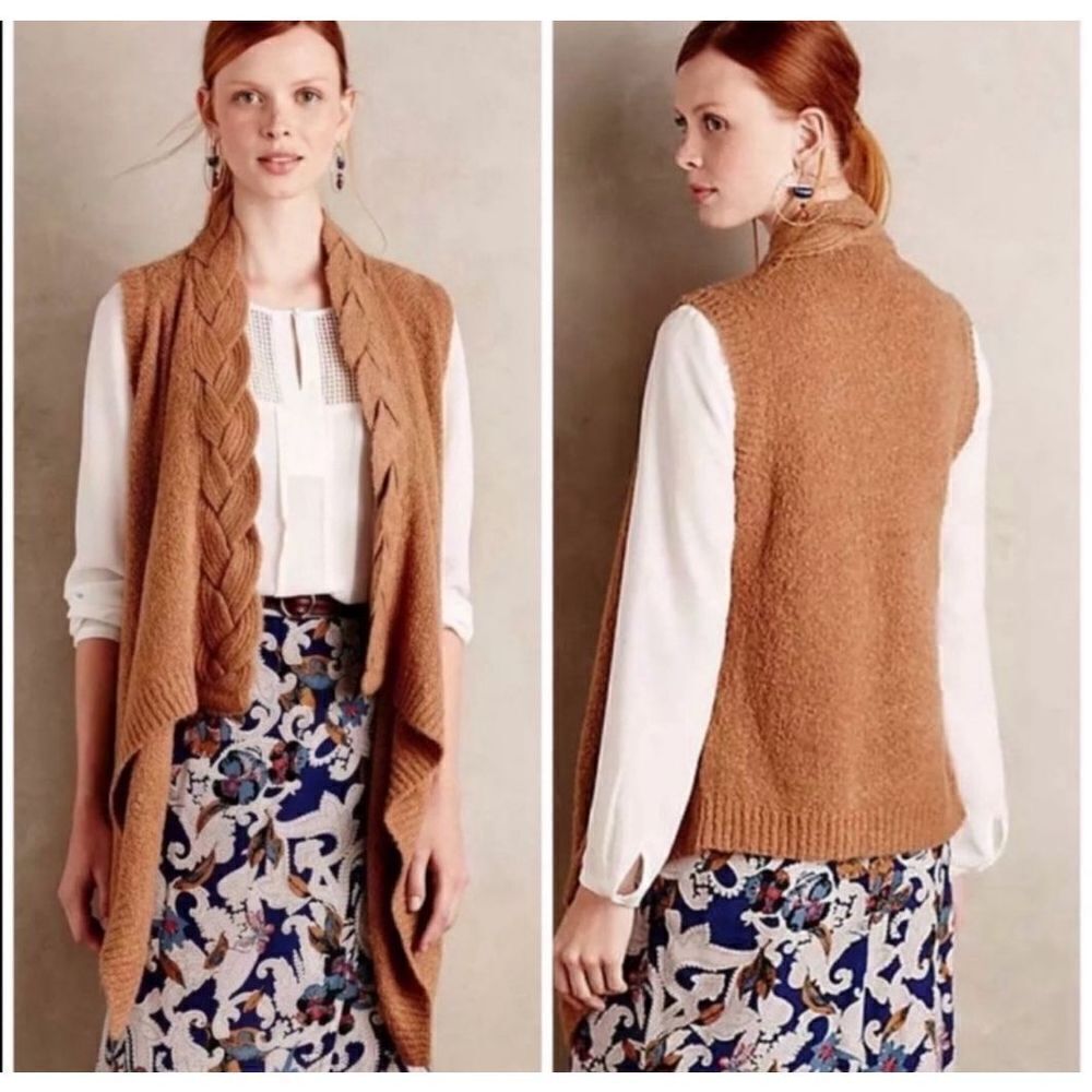 Anthropologie Sunday In Brooklyn Braided Sweater Vest cardigan Size Small